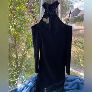 Scott McClintock mini black dress with beaded neck